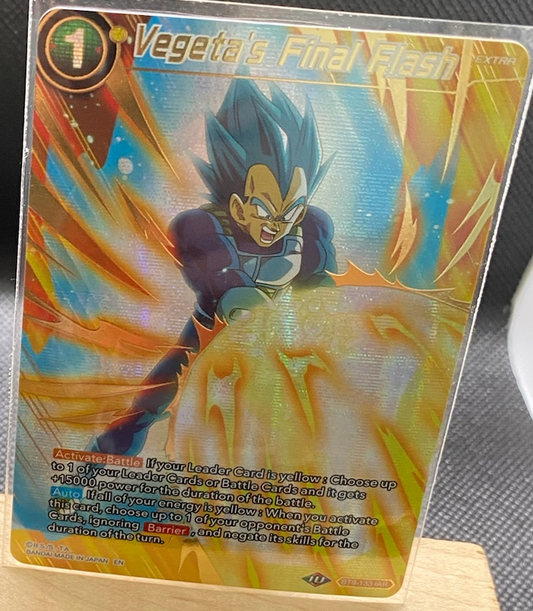 ALT ART Vegeta's Final Flash Dragon Ball Super card with IAR foil and gold stamp in near mint condition
