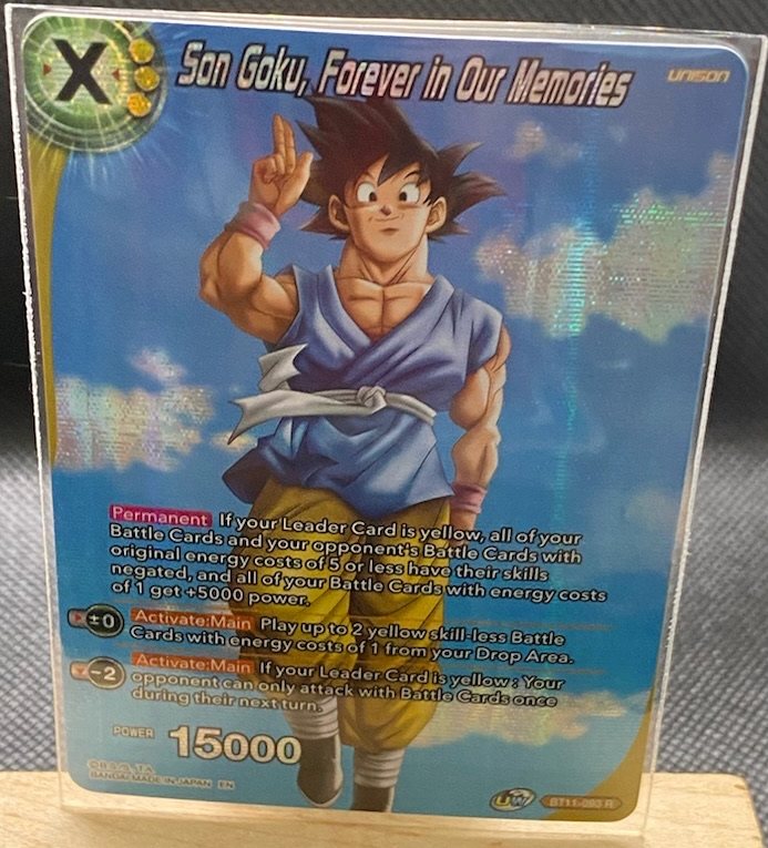 Dragon Ball Super BT11-093 trading card featuring Son Goku Forever in Our Memories artwork