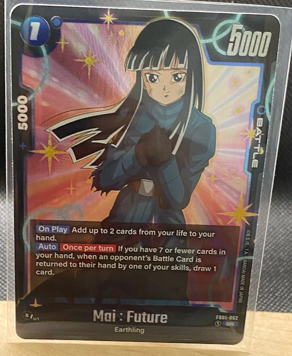 Dragon Ball Fusion Awakened Pulse Super Rare Mai Future TCG card with 5000 power and unique artwork
