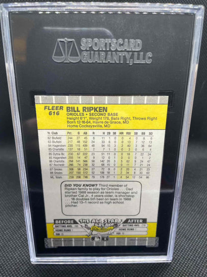 1989 Fleer GLOSSY Bill Ripken FF Black Box Error Card #616 SGC 9 Mint