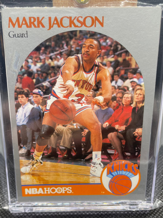 1990 NBA Hoops Mark Jackson Knicks card with Menendez Brothers courtside, Halloween Special.