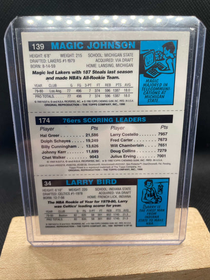 1996 Topps chrome (coveted reprint of 1980 Topps) Julius Erving Larry Bird Magic Johnson RC
