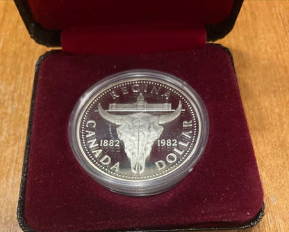 1982 Canada Silver Dollar Regina Centennial coin in case