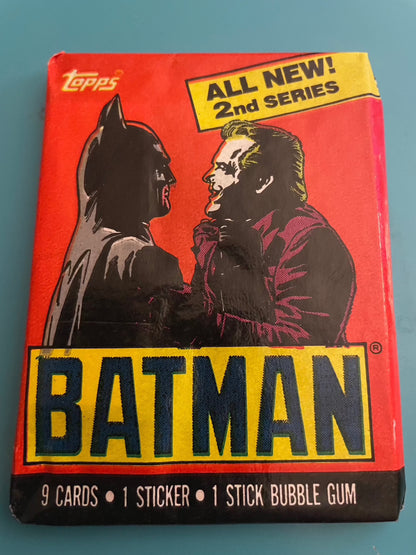 1989 Topps Batman sealed wax pack, 9 cards, 1 sticker.