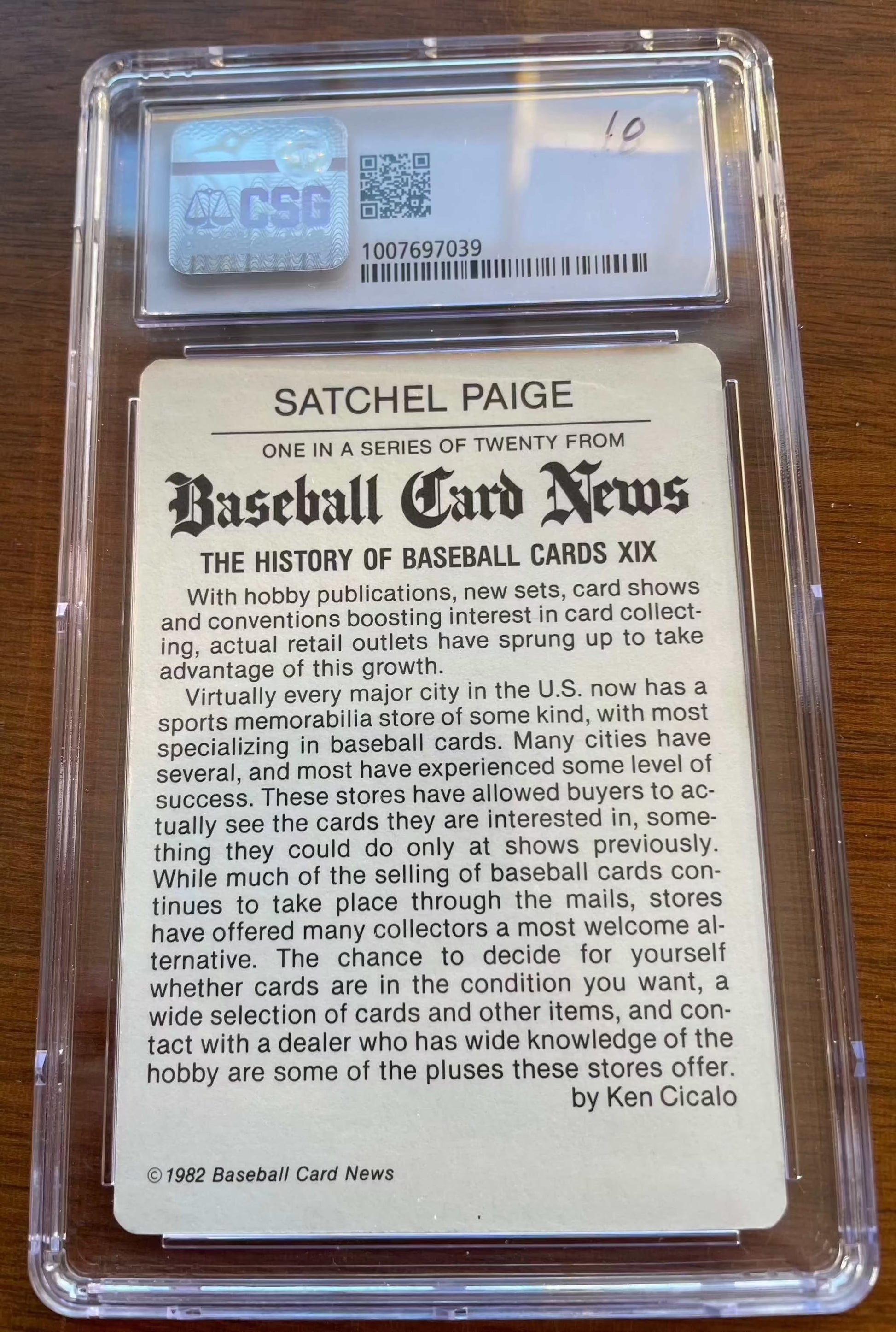 1982 Baseball Card News Satchel Paige #19 HOF collectible card.