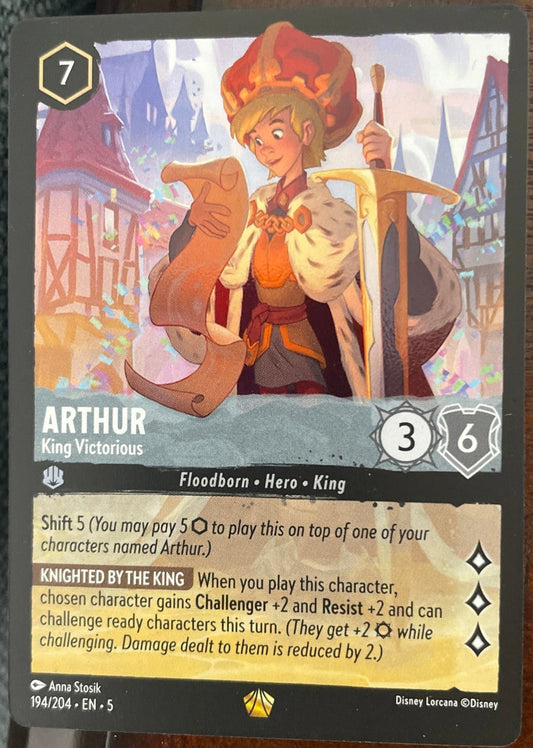 2024 Disney Lorcana Arthur King Victorious Legendary card from Shimmering Skies expansion