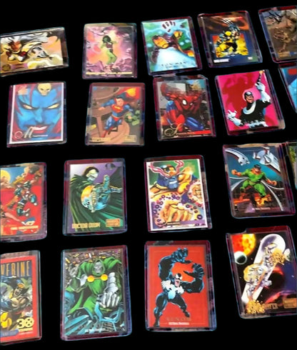 25-card 🔥 Marvel trading card lot featuring classic characters like Spider-Man, Wolverine, and Thanos.