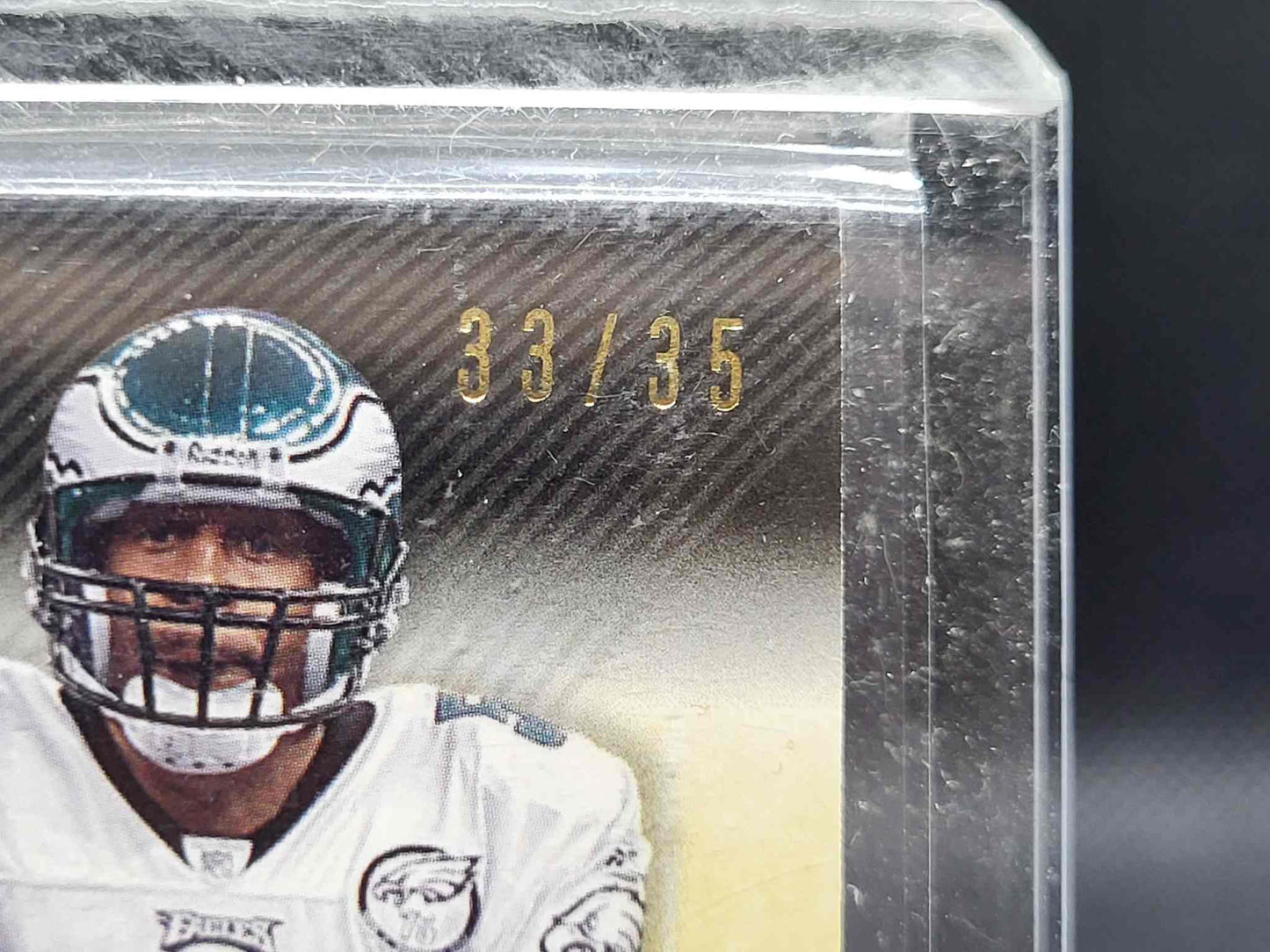 2008 Upper Deck Exquisite Collection #ECP-14 Romo/McNabb Patch Combos sports card, numbered 33/35, featuring Philadelphia Eagles player.