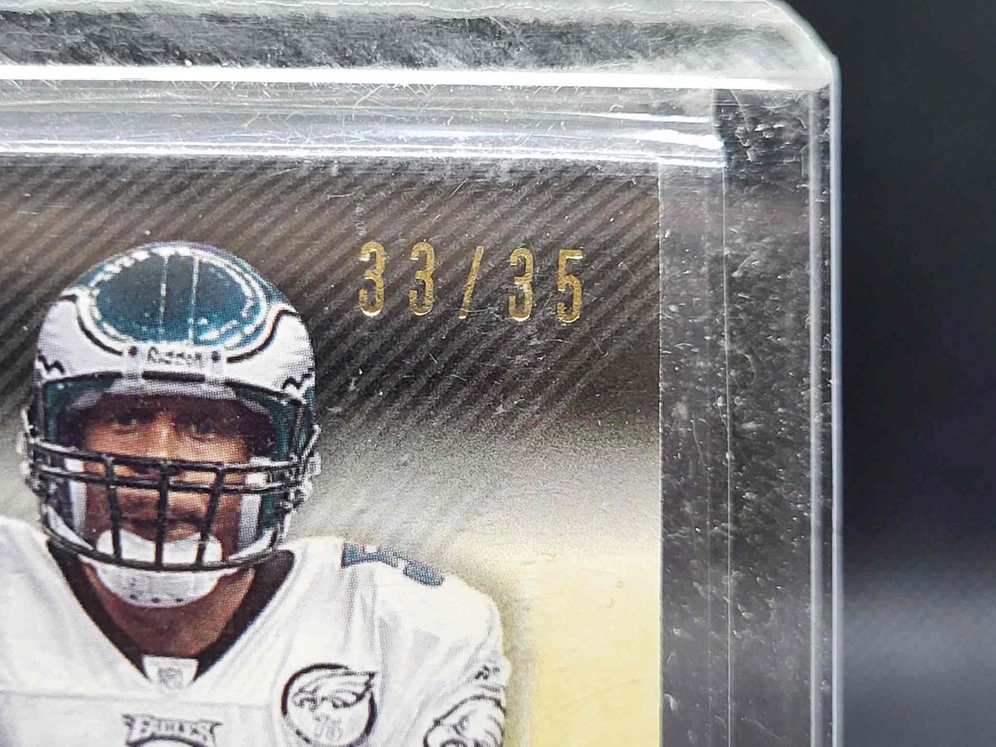 2008 Upper Deck Exquisite Collection #ECP-14 Romo/McNabb Patch Combos sports card, numbered 33/35, featuring Philadelphia Eagles player.