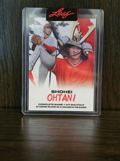 2023 Leaf Web Exclusive Shohei Ohtani baseball card with pitcher and hitter highlights.