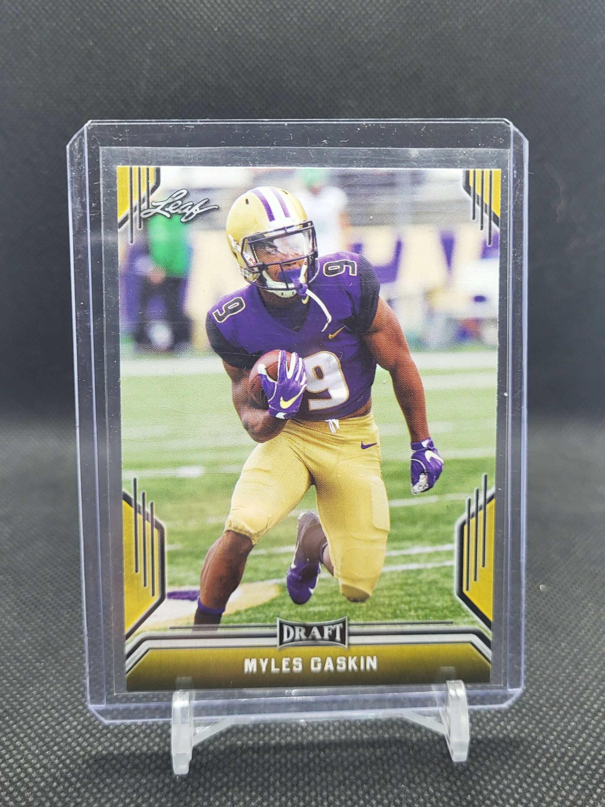 Myles Gaskin 2019 Leaf Draft football card front view