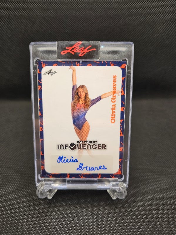 2023 Leaf Pop Century Olivia Greaves autograph card 307/408, elite gymnast and influencer.