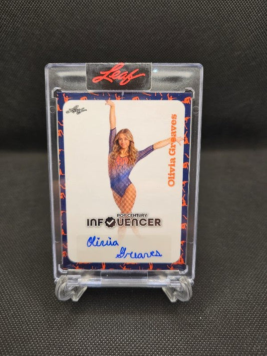 2023 Leaf Pop Century Olivia Greaves autograph card 307/408, elite gymnast and influencer.