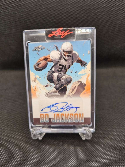 Bo Jackson 2023 Leaf Reimagined Autograph Card, limited edition 1 of 31, featuring athlete's signature.