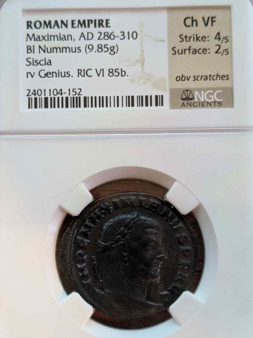 Roman Empire Maximian BI Nummus coin, 9.85g, Siscia mint, VF condition, 286-310 AD.