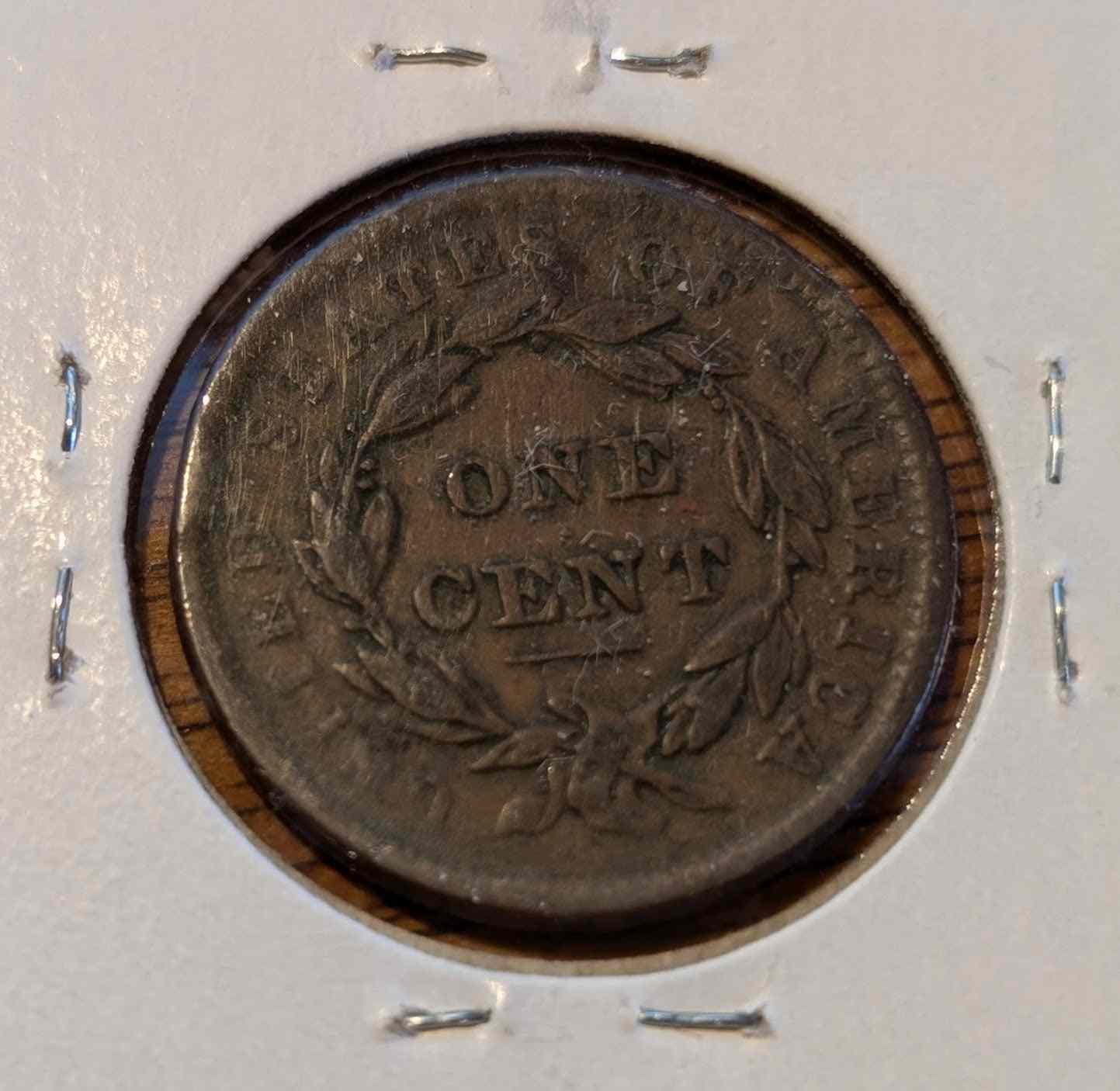 1838 Matron Head Modified Large Cent in very fine condition, collector's item.