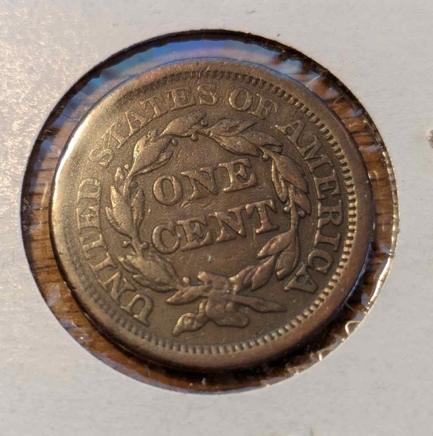 1854 Braided Hair Large Cent with intricate design and vintage charm.