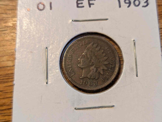 1903 Indian Head Cent rare collectible coin with intricate design and historical significance.