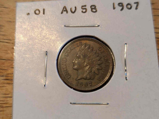 1907 Indian Head Cent with superb details in protective holder.