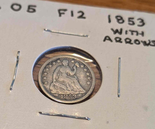 1853 Liberty Seated nickel with arrows collectible coin.