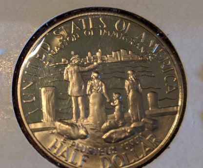 1986 S US Mint Proof half dollar coin, detailed design.