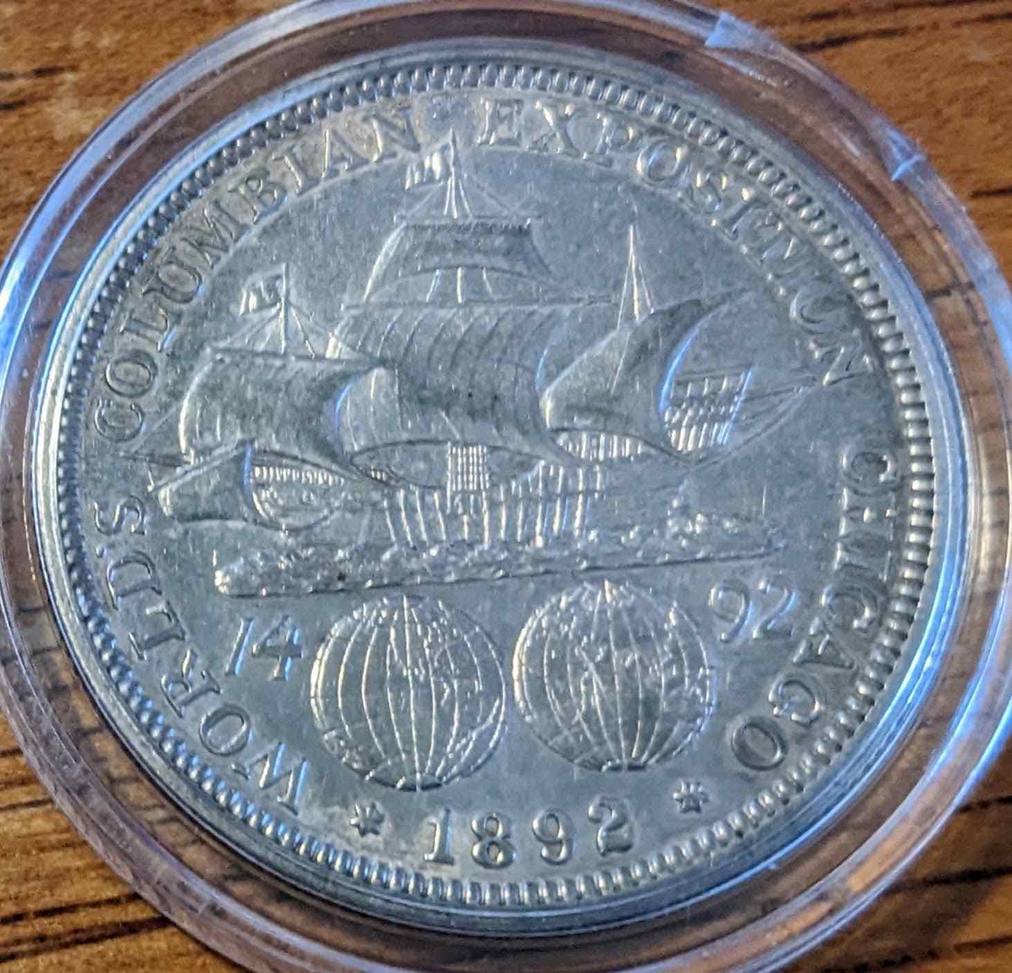 1892 Columbian Half Coin celebrating Columbus's voyage, collectible item.