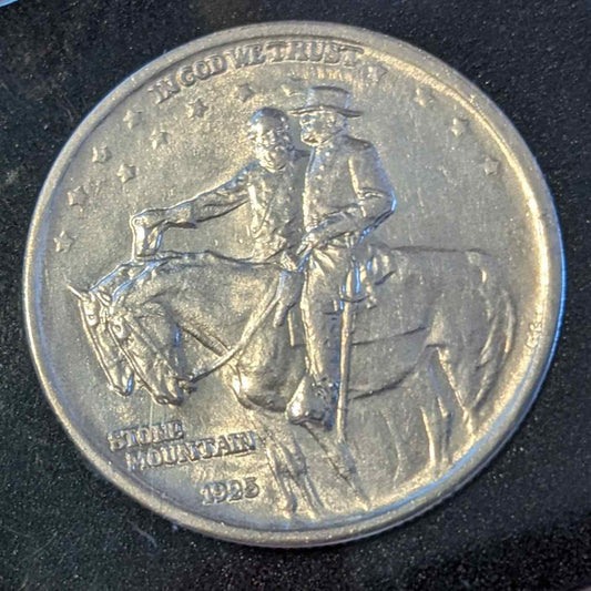 1925 STONE MOUNTAIN HALF coin featuring historical engraving.