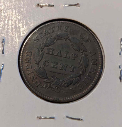 Classic Head Half Cent coin showcasing vintage design.