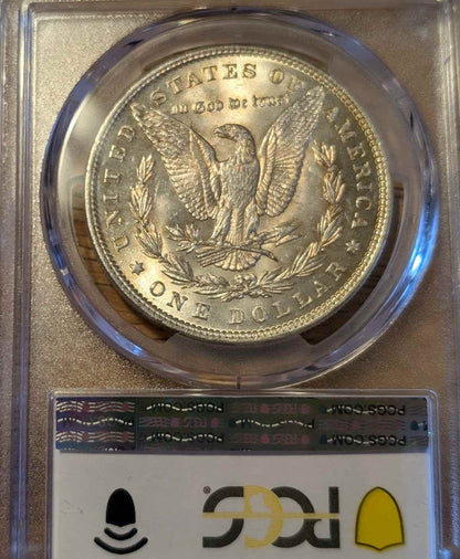 1889 Morgan Silver Dollar MS62 in protective case.