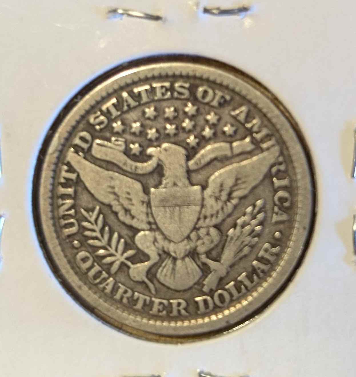 1896 Barber Quarter coin vg8 condition with 90% silver content.
