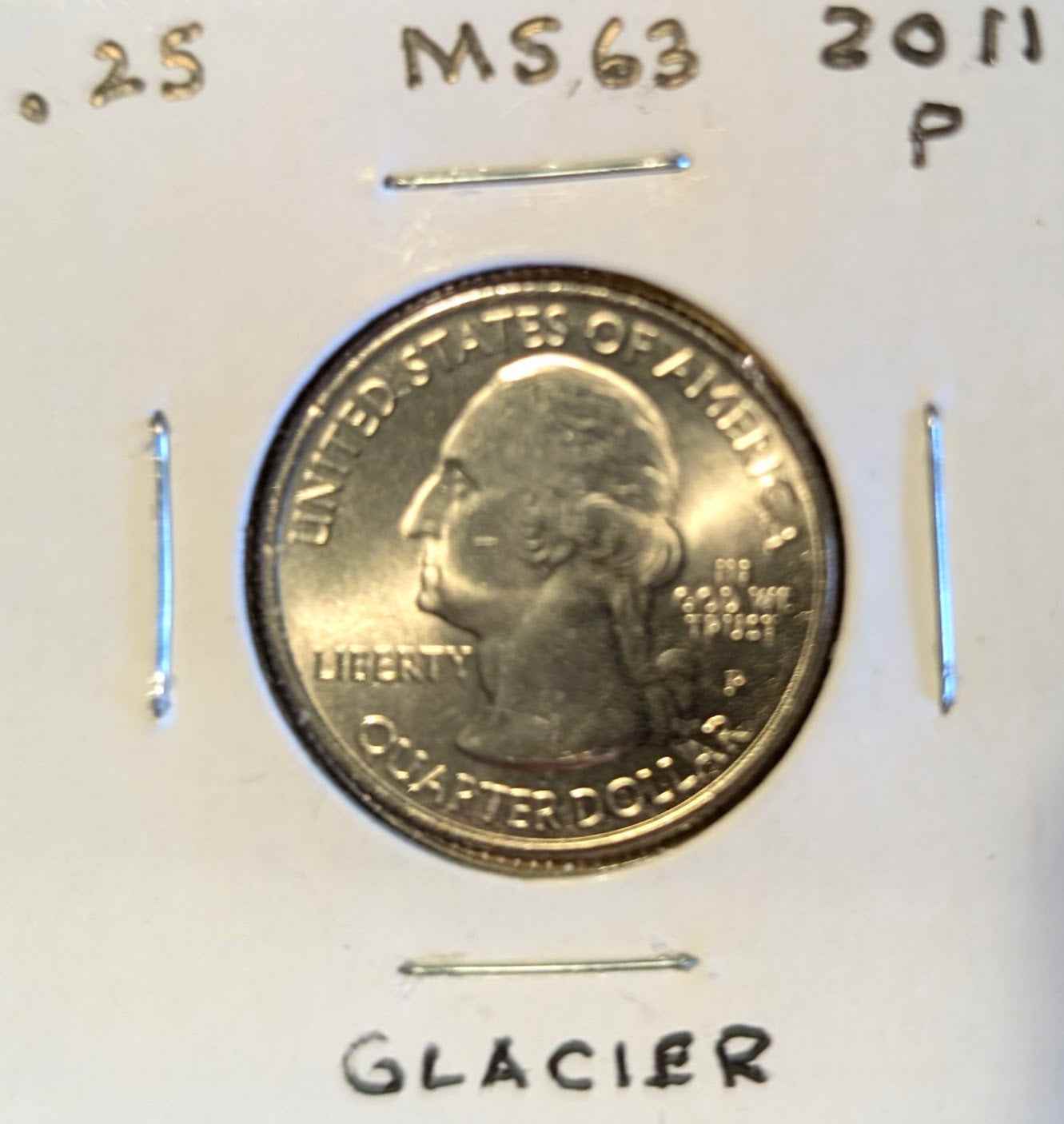 2011 P Glacier Quarter in mint state condition, ideal for collectors.