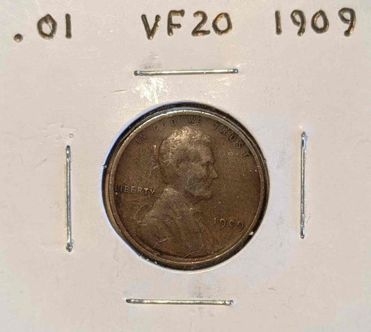 1909 Lincoln Cent in very fine condition with mint luster, collectible coin.