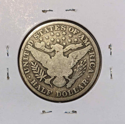 1906 Barber Half coin, 90% silver, featuring a classic American design.