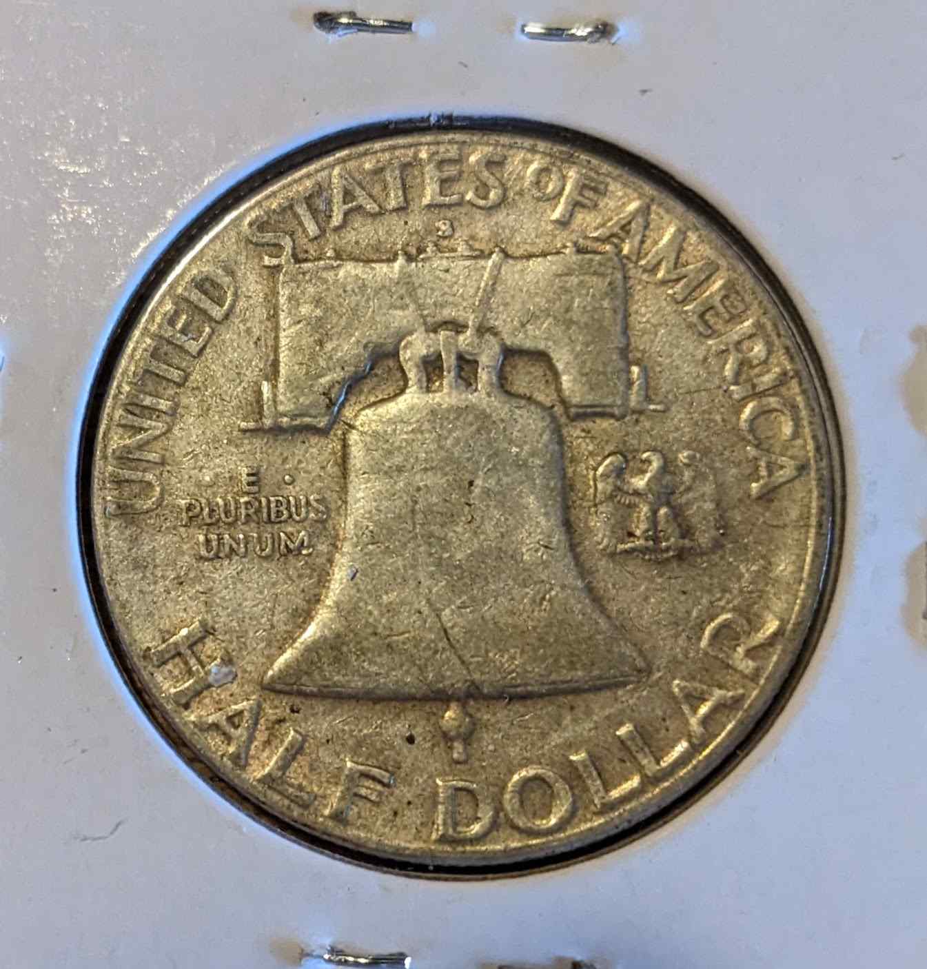 Lot of 4 Franklin Half Dollar coins featuring Liberty Bell.