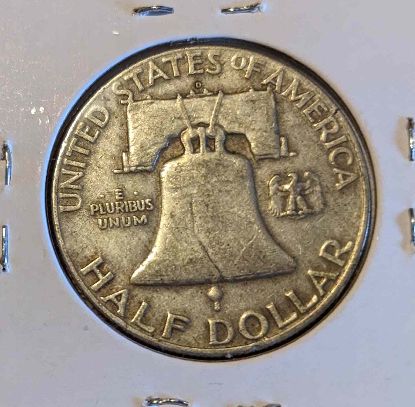 1949-S, 1951-D, 1952-S, 1959-D Franklin Half Dollar set, featuring Liberty Bell design in 90% silver.