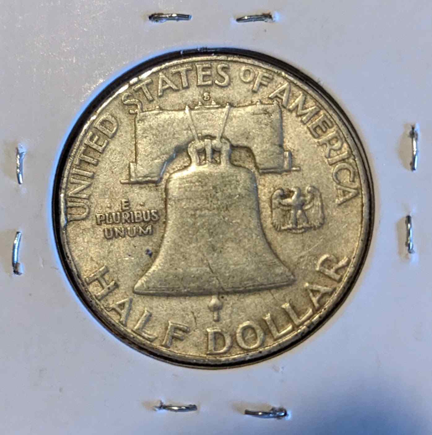 Lot of 4 Franklin Half Dollars featuring Liberty Bell, 90% silver.