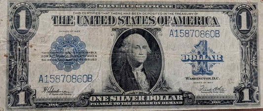 1923 US Large Silver Certificate with blue seal in VG10 condition.