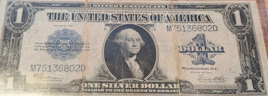 1923 US Large Silver Certificate with blue seal.