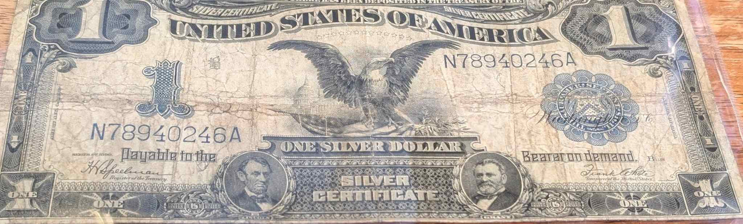 1899 US Large Black Eagle Silver Certificate in collectible condition.