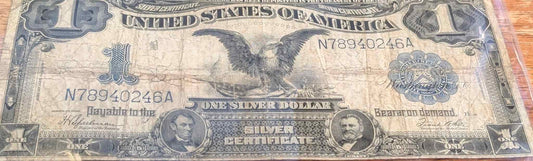1899 US Large Black Eagle Silver Certificate in collectible condition.