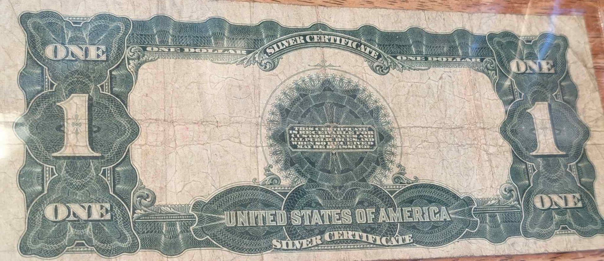 1899 US Large Black Eagle Silver Certificate, historic currency, collectible.