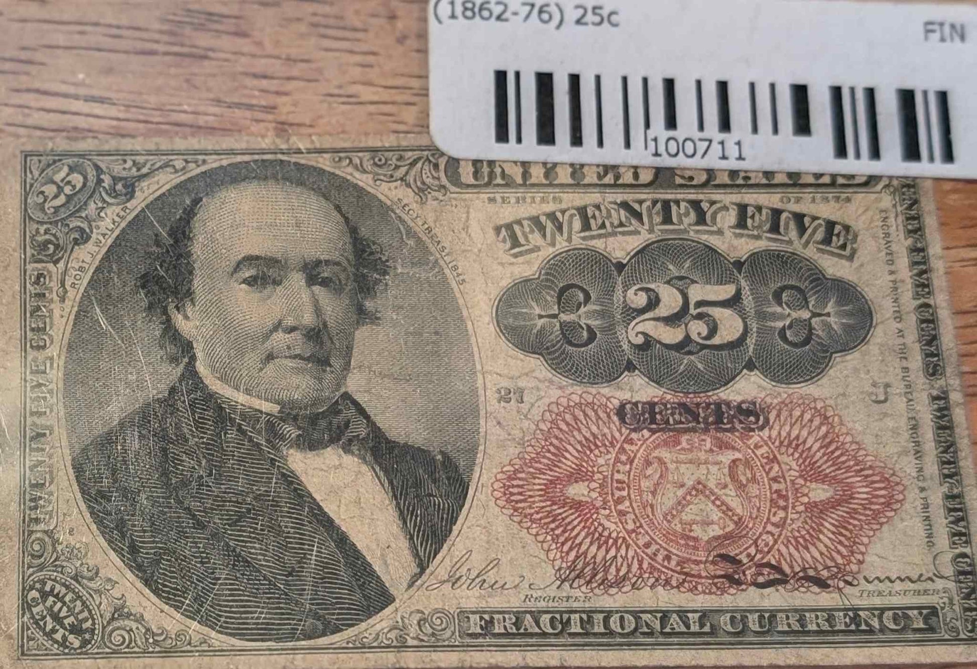 Historical US fractional currency from 1874, 10 cents bill, 5th issue, collectible item.