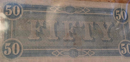 1864 Confederate States of America $50 bill in fine condition.
