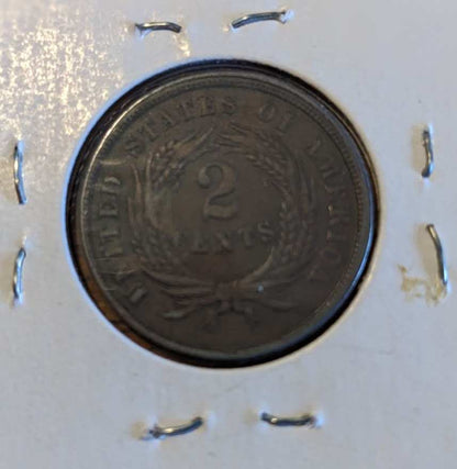 1864 TWO-CENT PIECE with large motto, historical American coin.