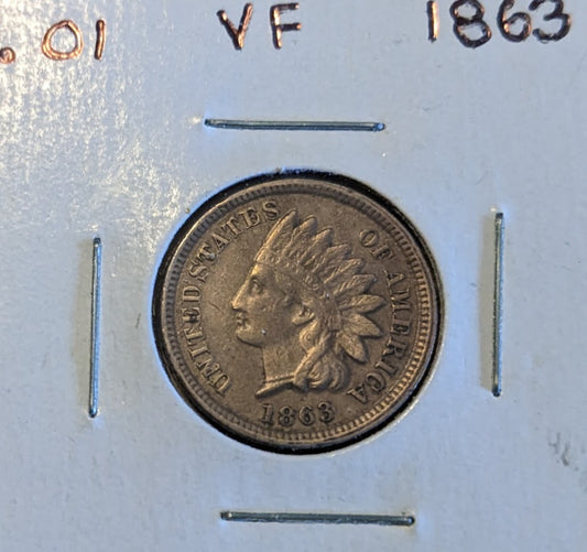 1863 Indian Head Cent coin, a valuable Civil War era collectible.