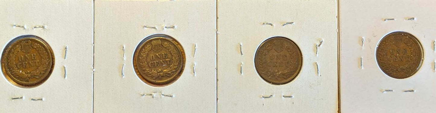 24hr Auction Item: 1894, 1889, 1905, & 1907 Indian Head Cents (Lot of 4 Coins)