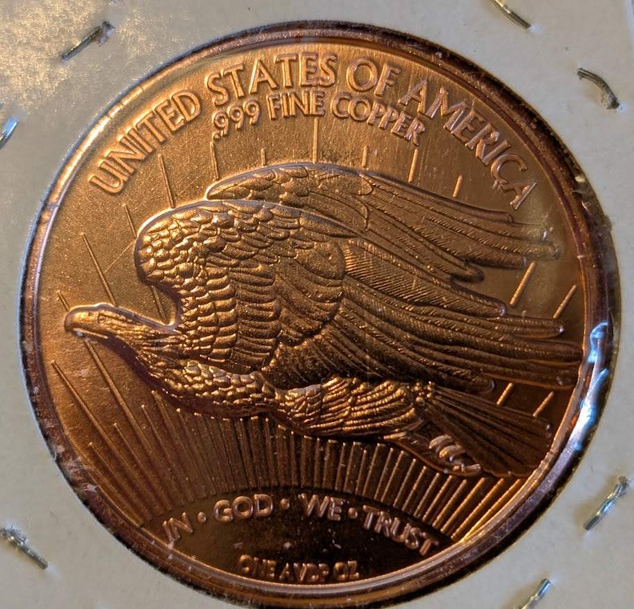 1933 Standing Liberty Flying Eagle 1 Oz .999 Fine Copper Novelty Coin