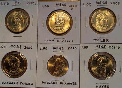 Presidential Dollar Coin Lot (2007–2011) – 6-Coin Mint / Uncirculated Set
