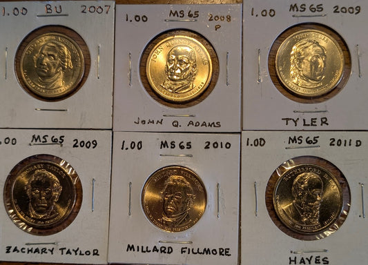 Presidential Dollar Coin Lot (2007–2011) – 6-Coin Mint / Uncirculated Set