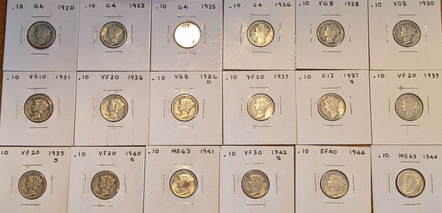 Mercury Dime 20-Coin Set (1920–1944)